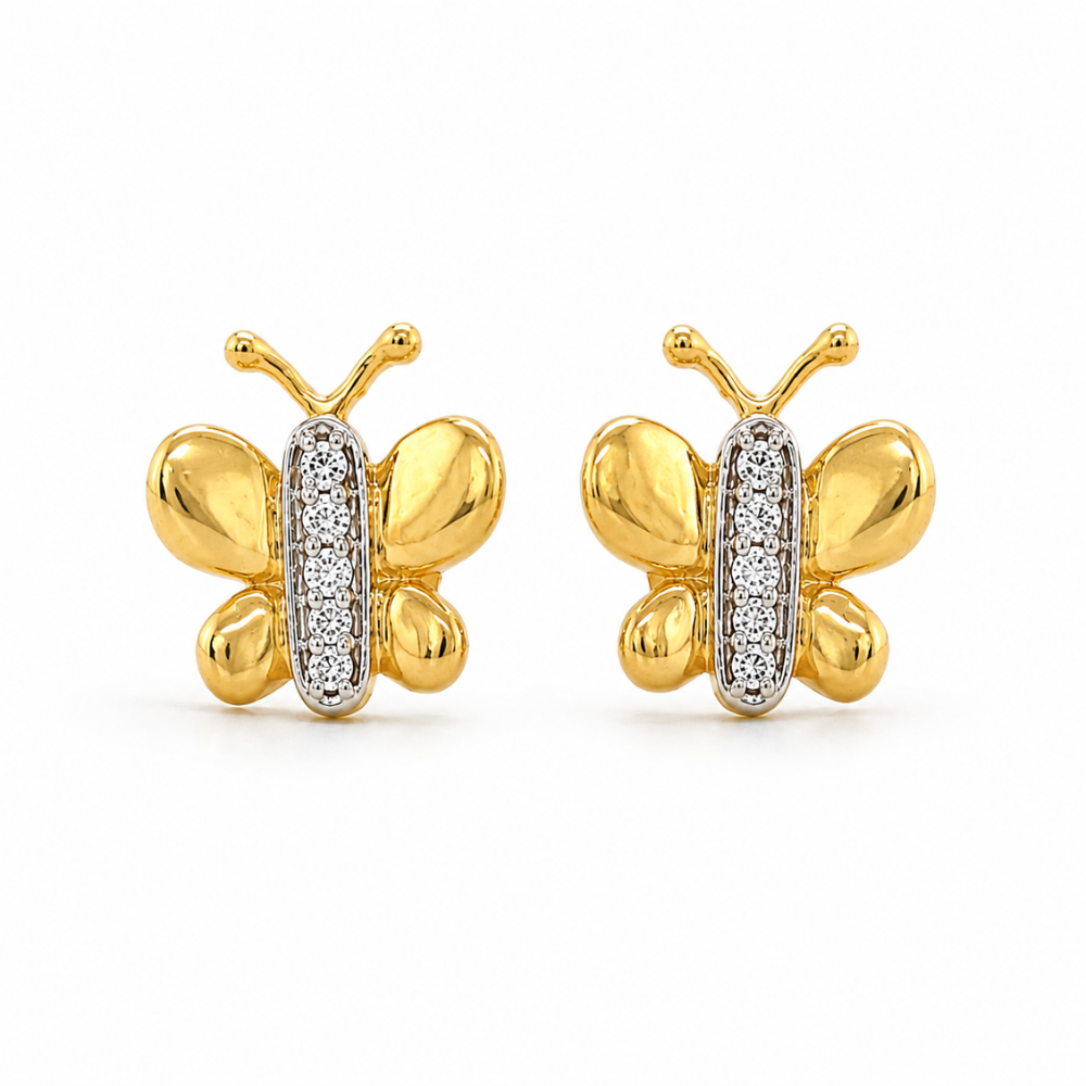 Kids Butterfly Diamond Stud Earrings