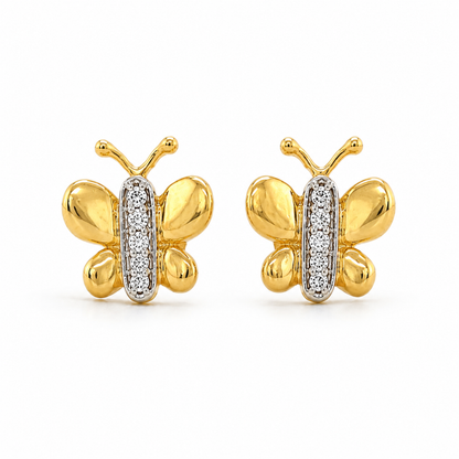 Kids Butterfly Diamond Stud Earrings