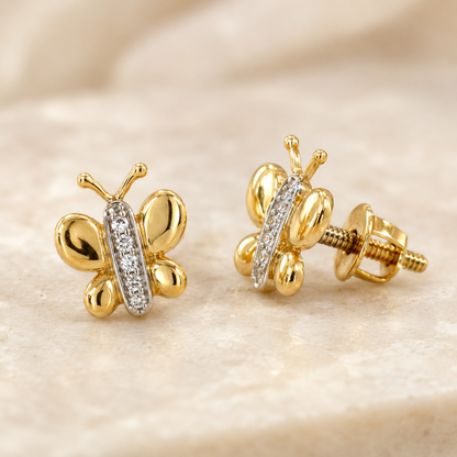 Kids Butterfly Diamond Stud Earrings