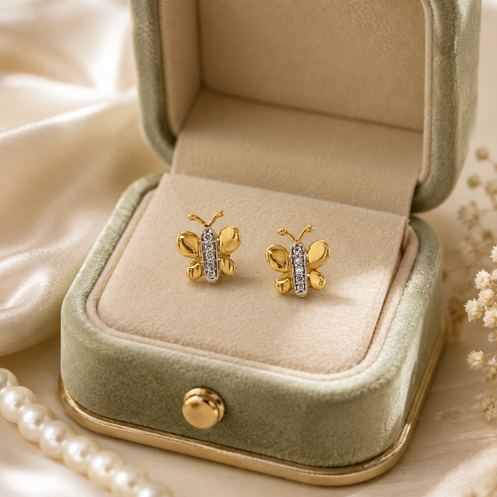 Kids Butterfly Diamond Stud Earrings