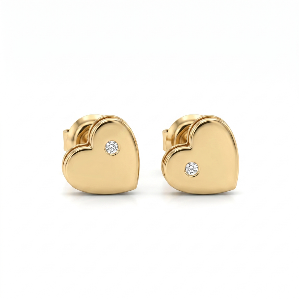 Kids Heart Diamond Stud Earrings