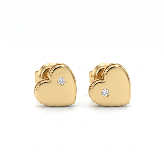 Kids Heart Diamond Stud Earrings