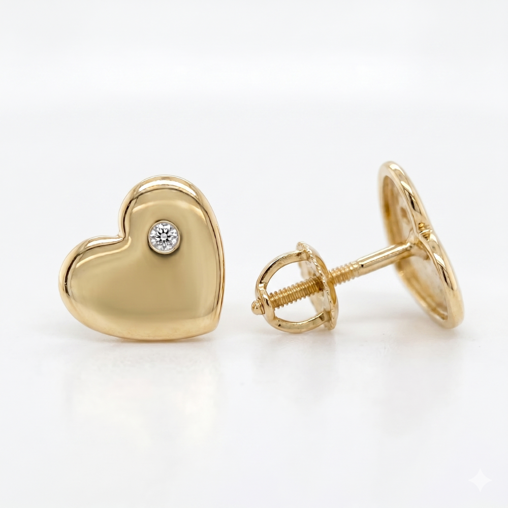 Kids Heart Diamond Stud Earrings
