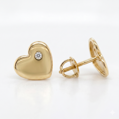 Kids Heart Diamond Stud Earrings