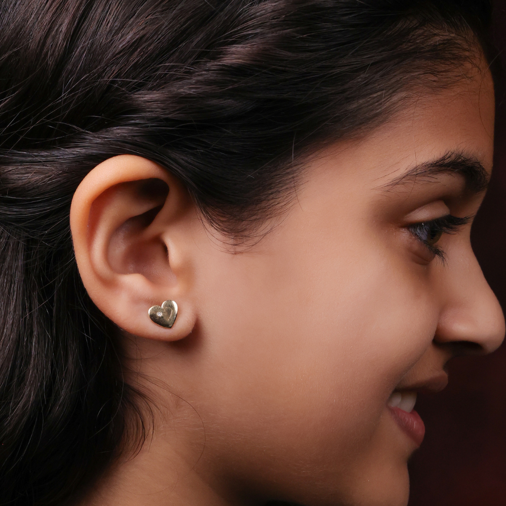 Kids Heart Diamond Stud Earrings