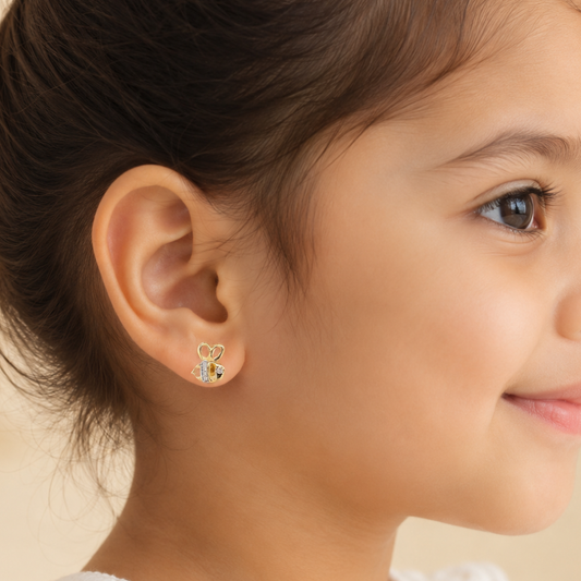 Kids Bee Diamond Stud Earrings
