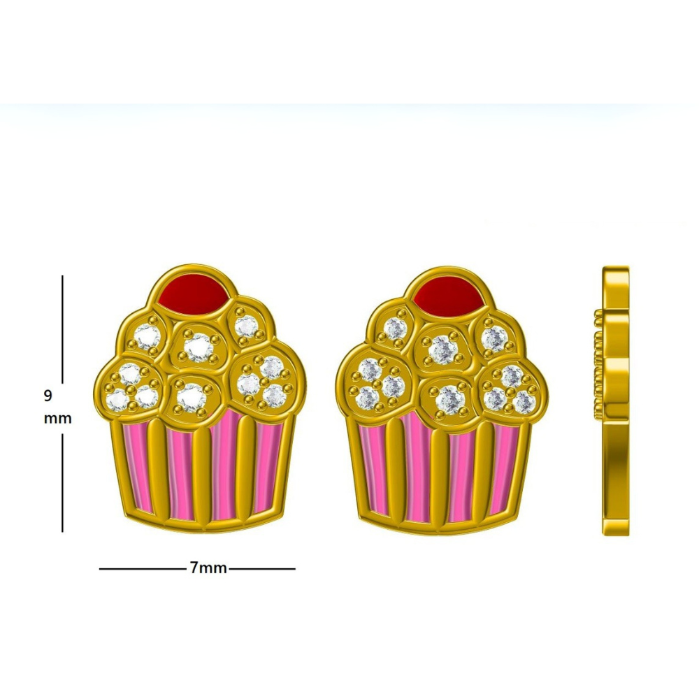 Kids Enameled Cupcake Diamond Stud Earrings