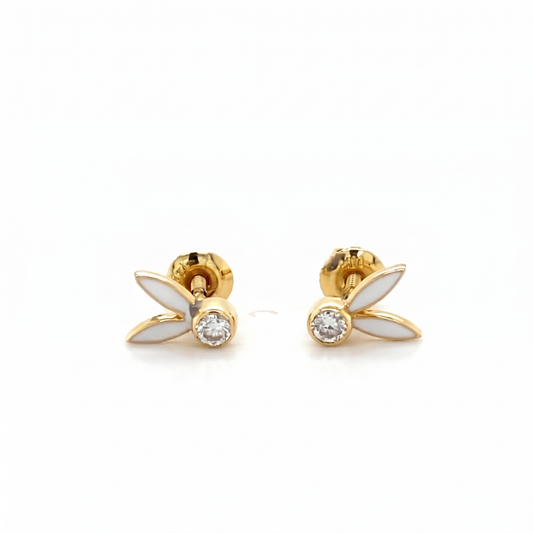 Kids Enameled Bunny Ears Diamond Stud Earrings