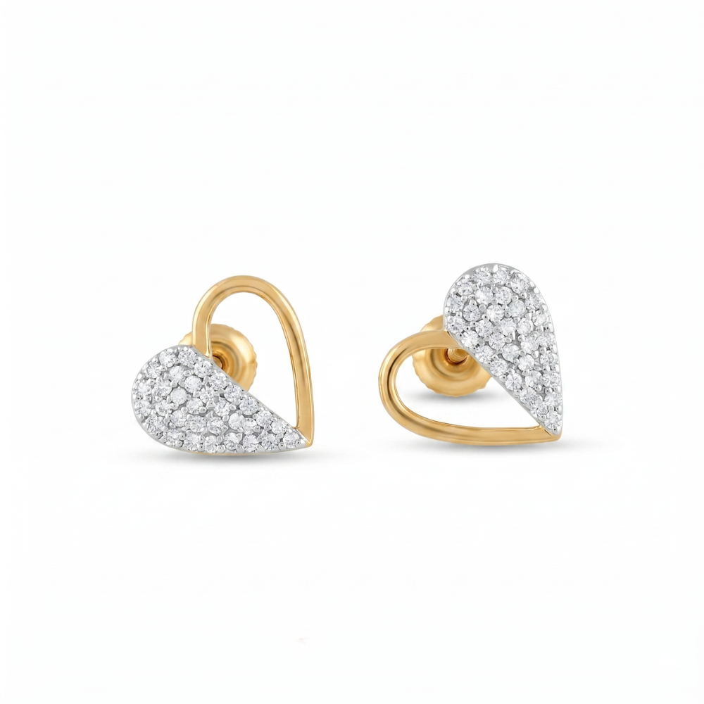 Kids Heart Diamond Stud Earrings