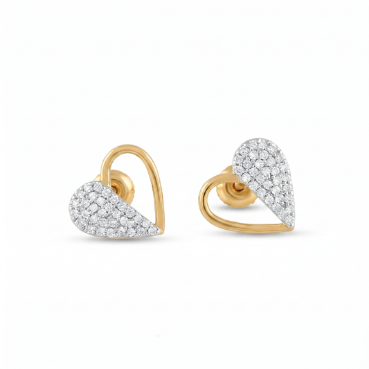 Kids Heart Diamond Stud Earrings