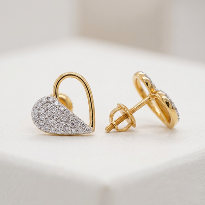 Kids Heart Diamond Stud Earrings