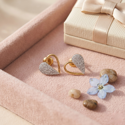 Kids Heart Diamond Stud Earrings