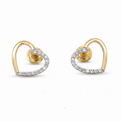 Kids Hollow Heart Diamond Stud Earrings