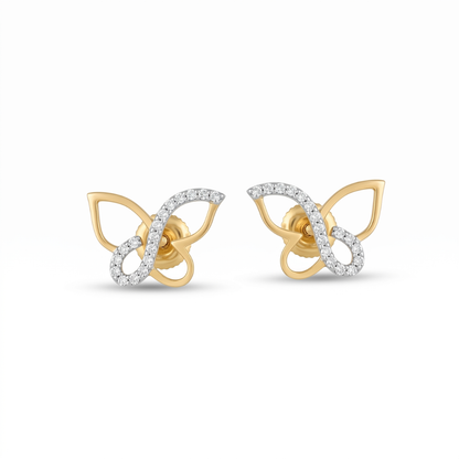 Kids Butterfly Diamond Stud Earrings