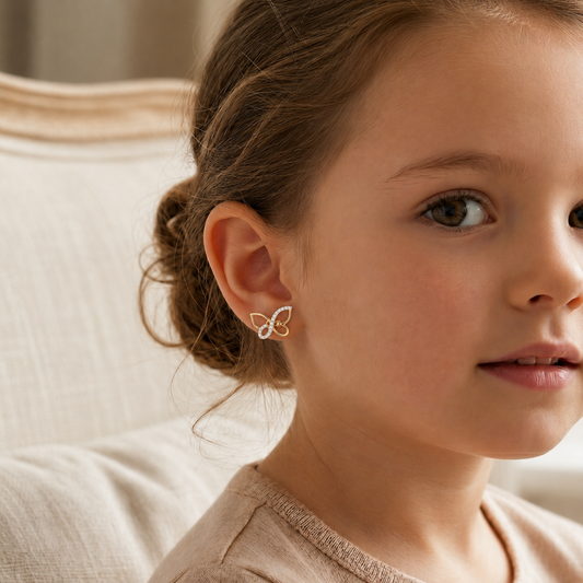 Kids Butterfly Diamond Stud Earrings