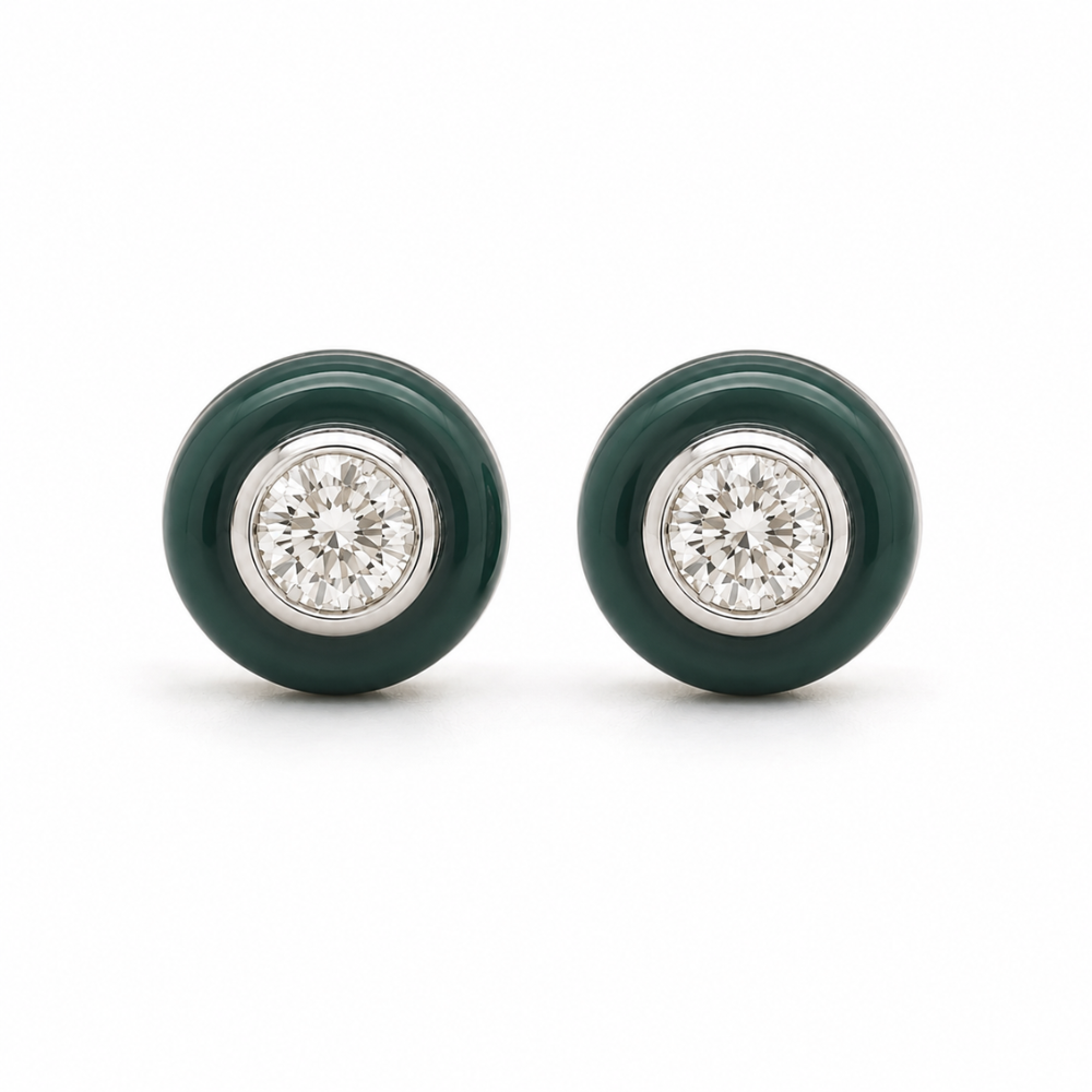 Kids Enameled Diamond Stud Earrings