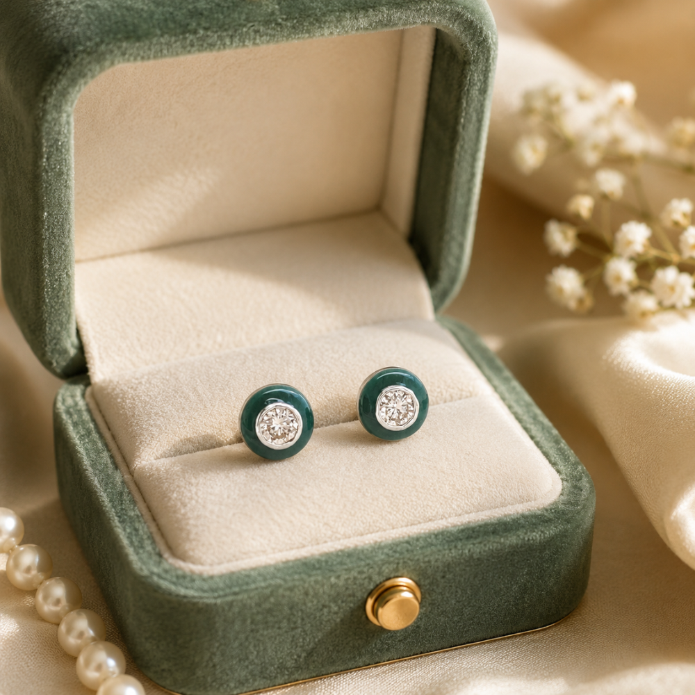 Kids Enameled Diamond Stud Earrings