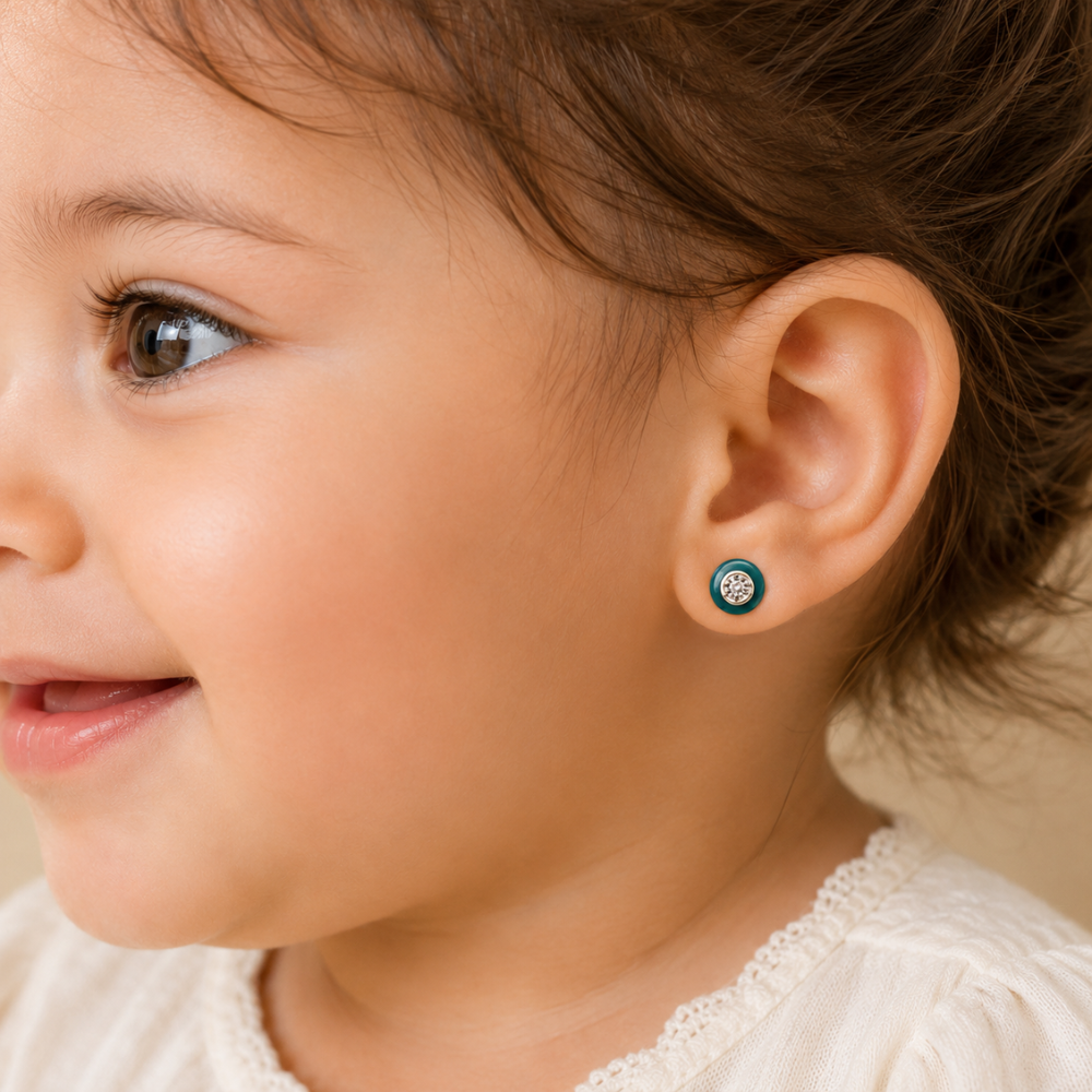 Kids Enameled Diamond Stud Earrings