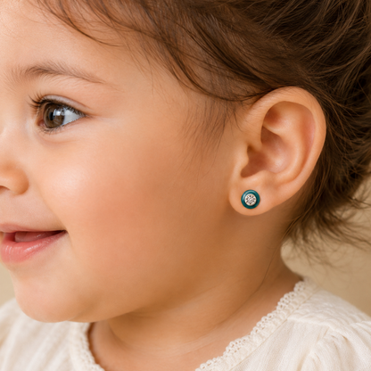 Kids Enameled Diamond Stud Earrings