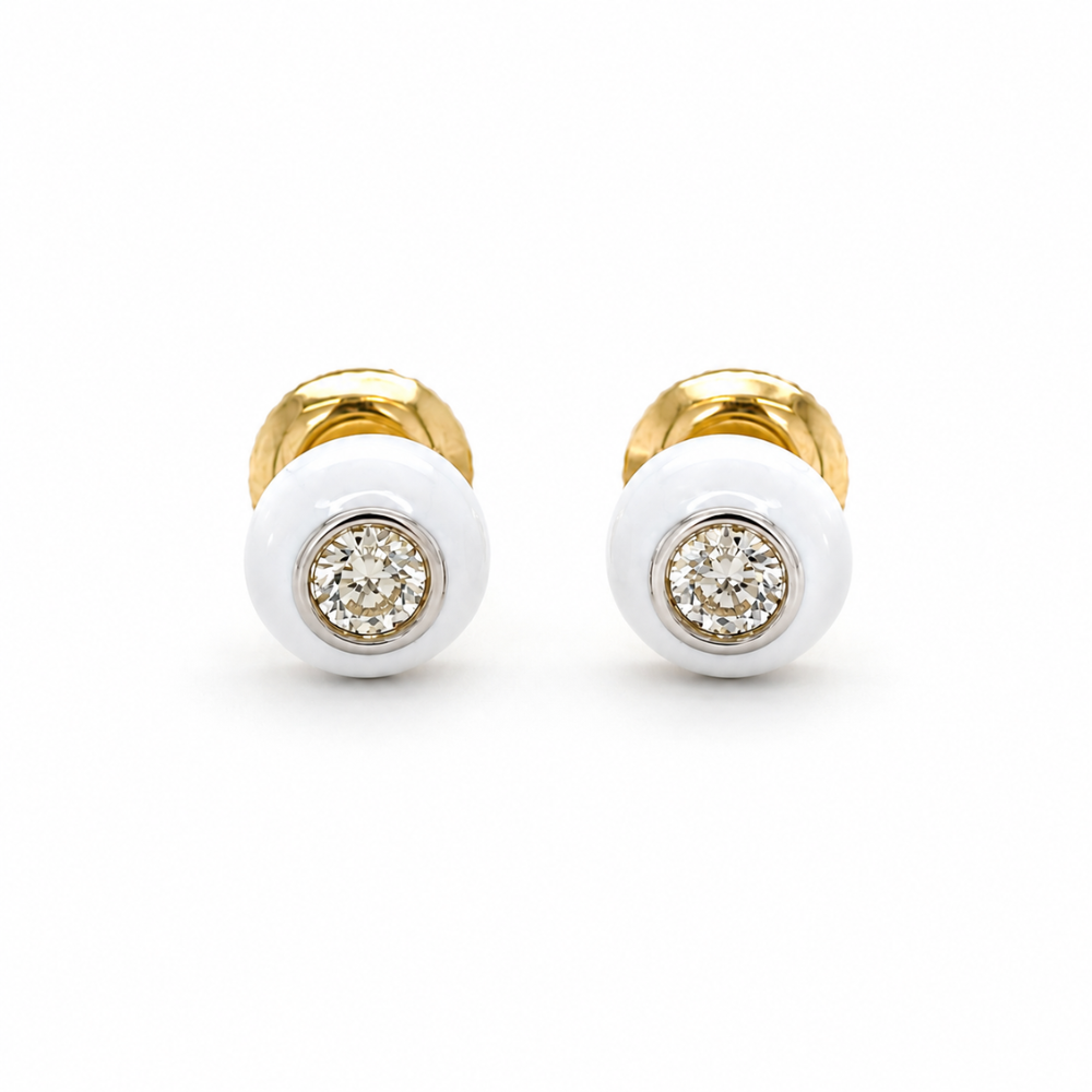 Kids Enameled Diamond Stud Earrings