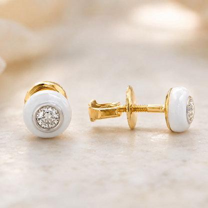 Kids Enameled Diamond Stud Earrings