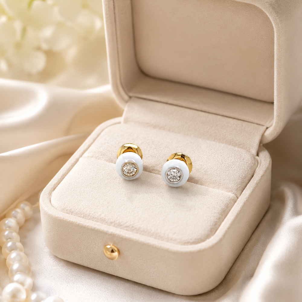 Kids Enameled Diamond Stud Earrings