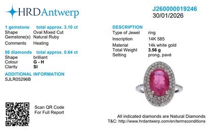 Oval Ruby Halo Diamond Ring