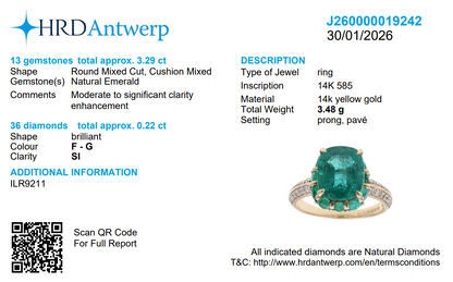 Emerald Cushion Cut Ring