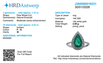 Pear Emerald Halo Diamond Ring