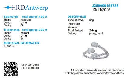 Three Natural Diamond Bypass Ring
