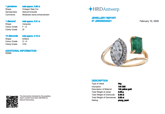 Emerald Diamond Marquese Bypass Ring