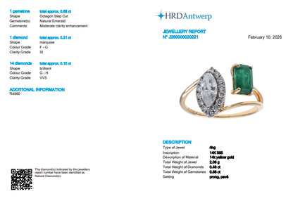 Emerald Diamond Marquese Bypass Ring