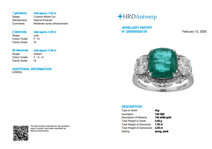 Cushion Cut Emerald Diamond Ring
