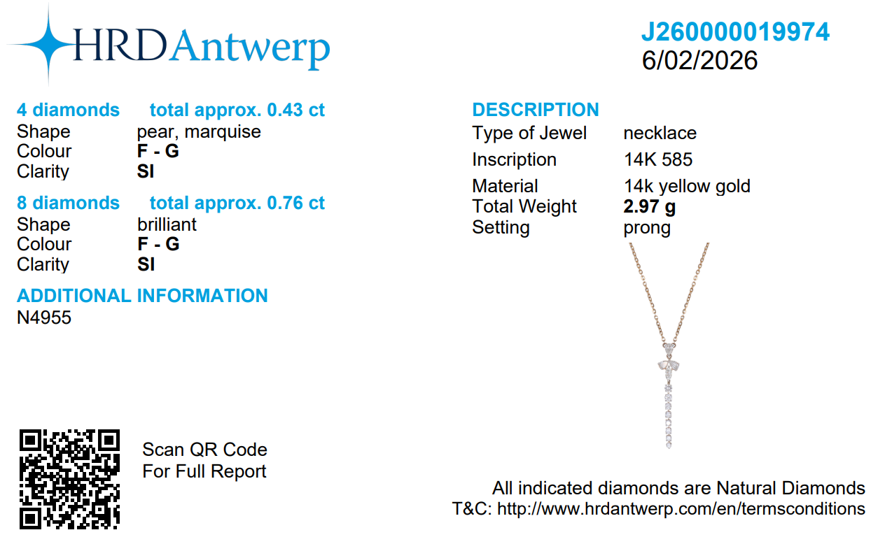 Marquise Pear Vertical Pendant Necklac