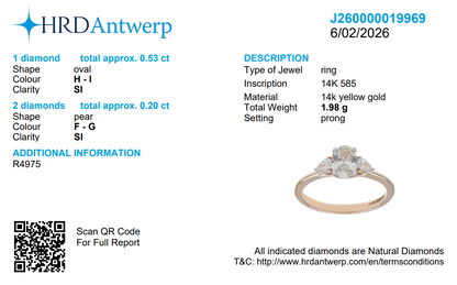 Oval Three Stone Diamond Ring