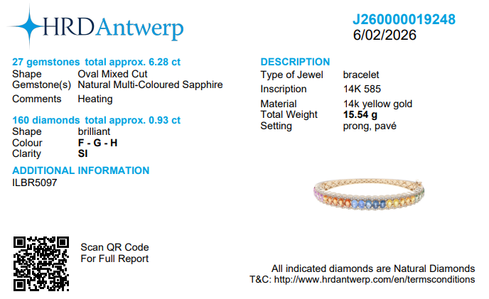 Rainbow Sapphire Diamond Bangle