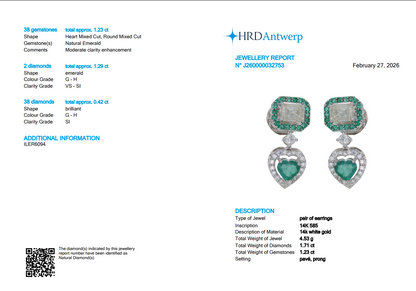 Emerald Heart Drop Earrings