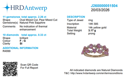 Pink Sapphire Natural Diamond Ring