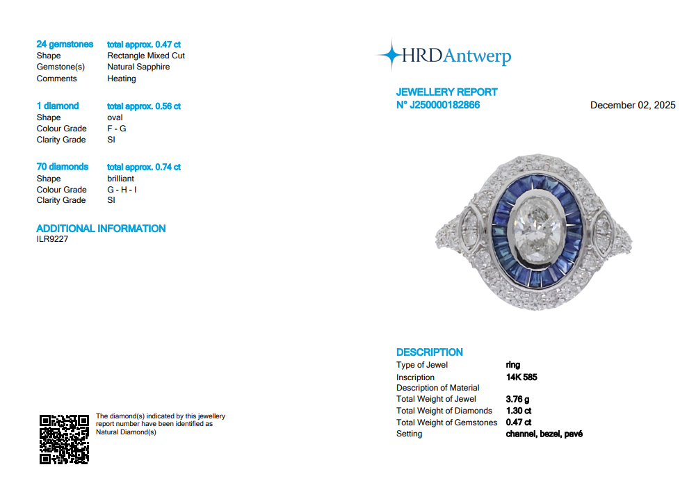 Natural Oval Diamond & Blue Sapphire Ring