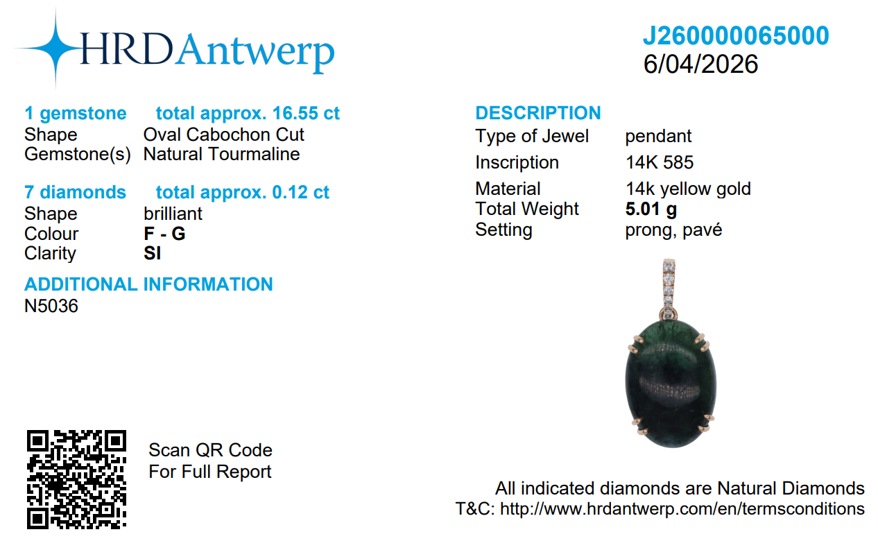 Oval Tourmaline Natural Diamond Pendant