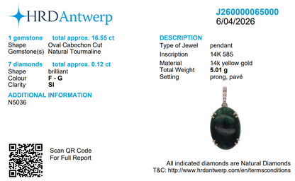 Oval Tourmaline Natural Diamond Pendant