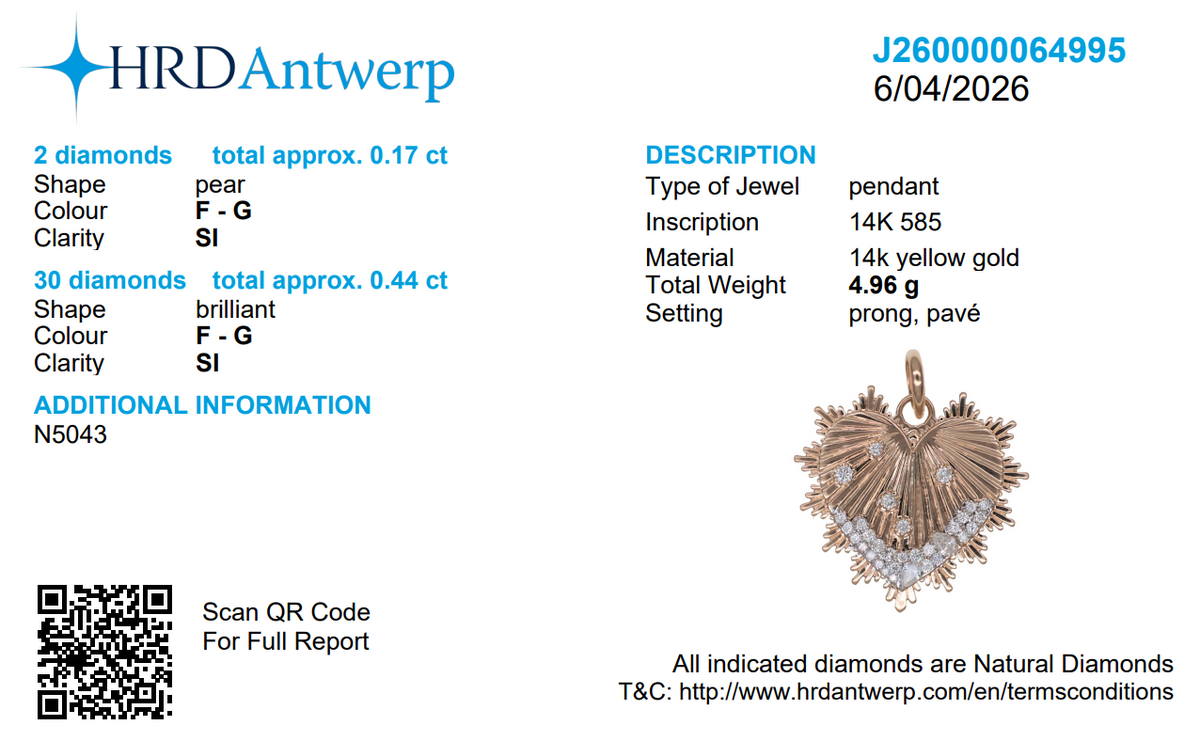 Pear and Round Natural Diamond Smiling Heart Sunburst Pendant