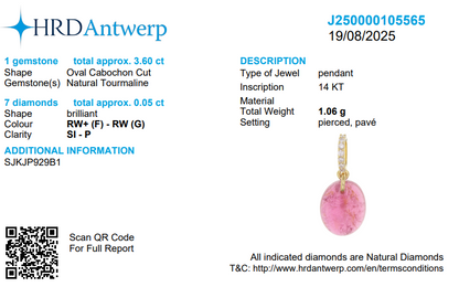 Oval Pink Tourmaline Diamond Pendant Necklace