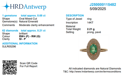 Natural Oval Emerald Halo Diamond Ring