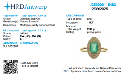 Emerald Cut Emerald Double Halo Ring