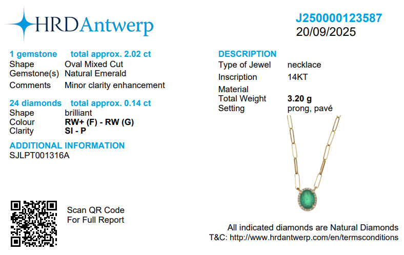 Oval Emerald Halo Diamond Pendant Necklace