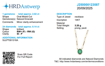 Oval Emerald Halo Diamond Pendant Necklace