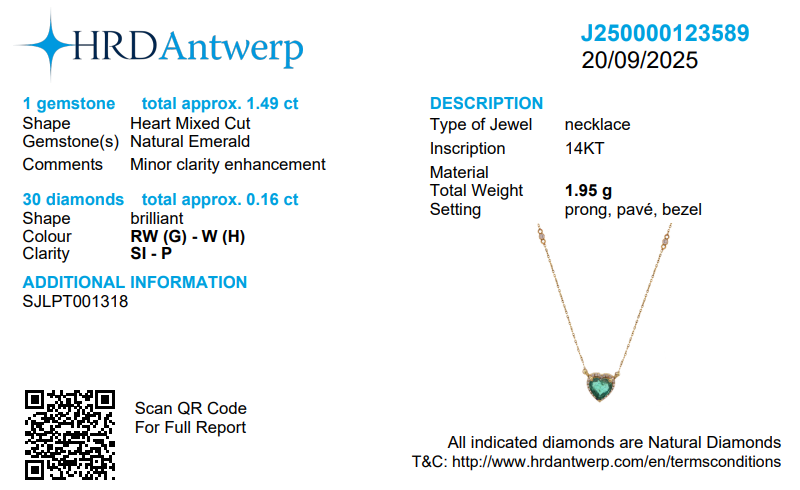 Heart Emerald Halo Diamond Necklace