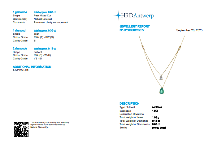 Pear Shape Emerald Diamond Layering Necklace