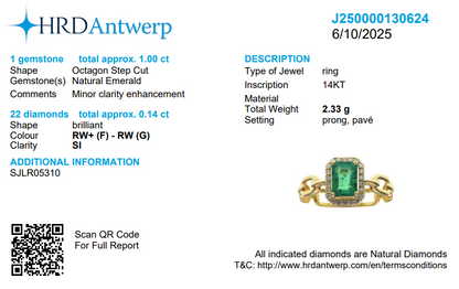 Natural Emerald Diamond Chain Link Ring